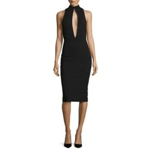 Solace London Maret Cutout Crepe High Neck Sexy Dress - Picture 3 of 4